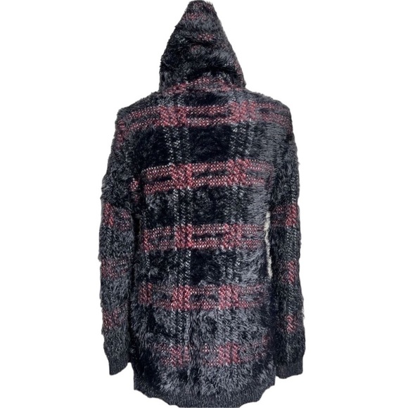 ROCK & REPUBLIC L/S Plaid Hooded Tunic Eyelash Sweater in Blk/Red Size XL - Picture 3 of 8
